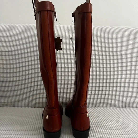 INC International Concepts Cognac Leather Knee-High Women's Riding Boots Aleah - Picture 6 of 13